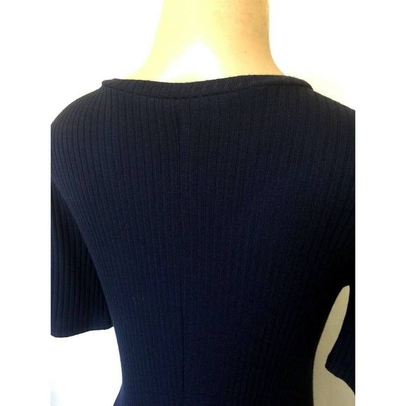 Reformation Gigi Ribbed Dress Short Sleeve Navy M - Picture 5 of 7